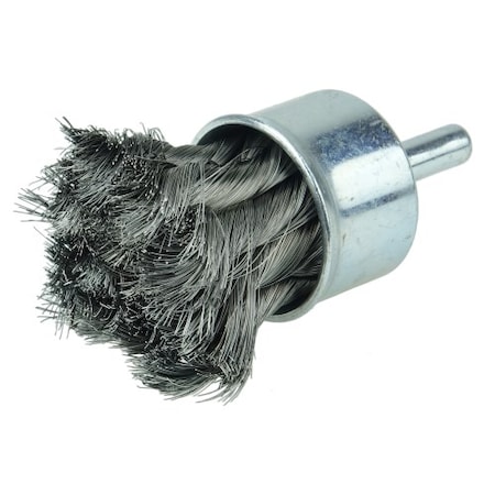 WEILER 1-1/8" Knot Wire End Brush, .0104" Stainless Steel Fill 10213
